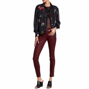 Level 99 Eco-Leather Skinny Burgundy‎ Jeans 27/4